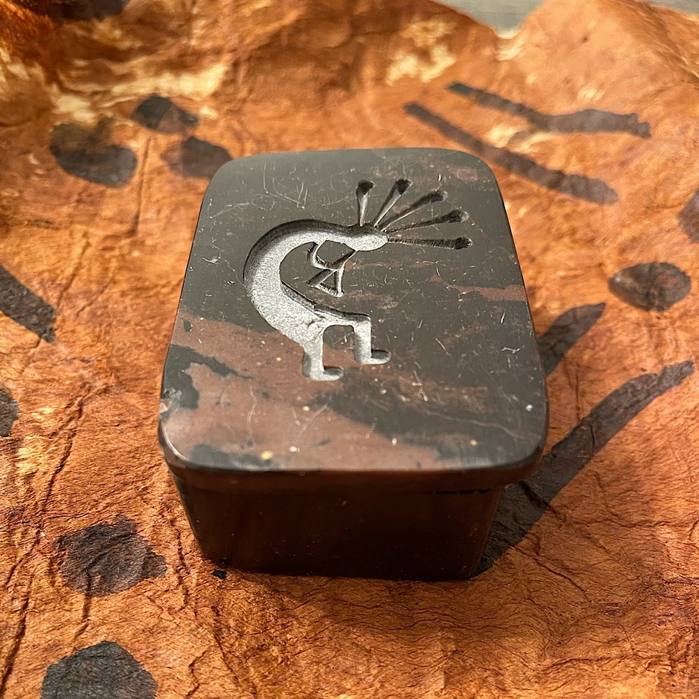Vintage Tribal Kenyan Authentic Stone Small Storage/Jewelry Box
